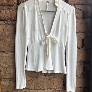Free People White V Neck Blouse